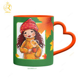 تصویر ماگ دختر آبان دسته قلبی کد 9024