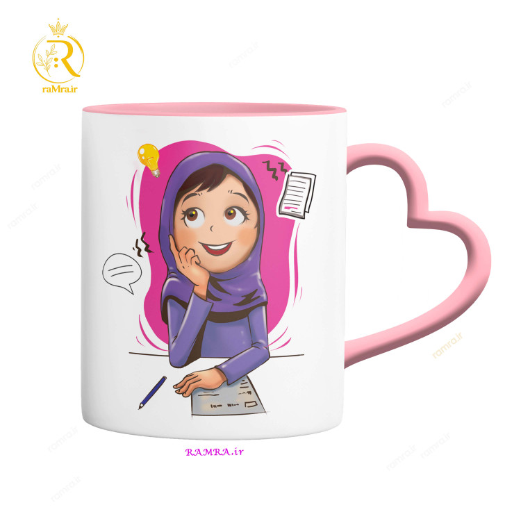 تصویر ماگ دانشجو دسته قلبی کد 9031