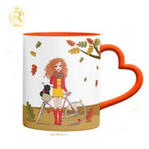 تصویر ماگ دختر آذر ماهی دسته قلبی کد 9033