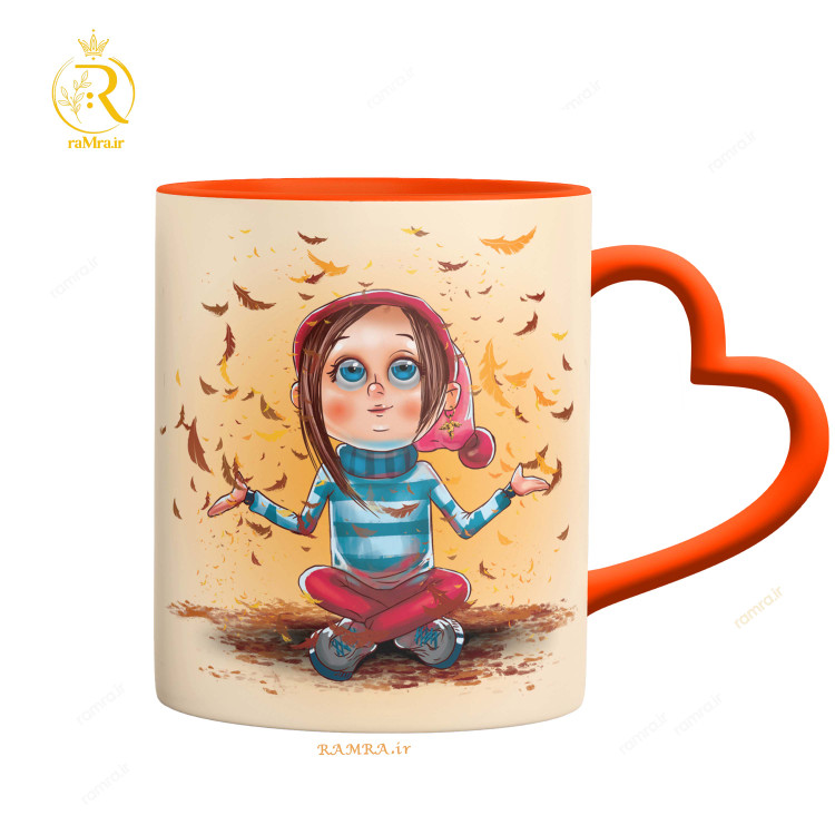 تصویر ماگ مدل تبریک تولد دختر آذر ماهی دسته قلبی کد 9035