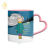 تصویر ماگ مدل دختر بهمن ماهی دسته قلبی کد 9039