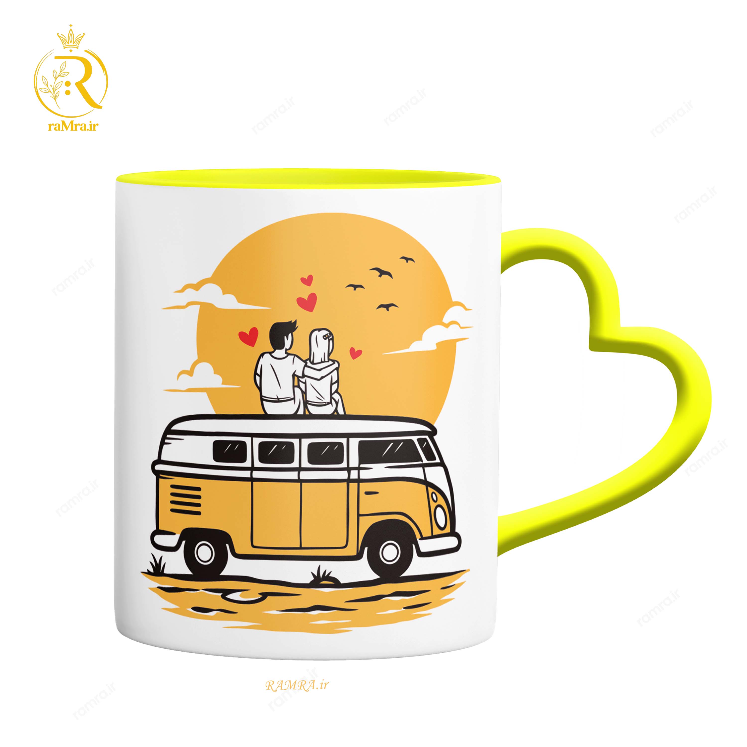تصویر ماگ تبریک تولد دختر اسفندی  دسته قلبی کد 9042