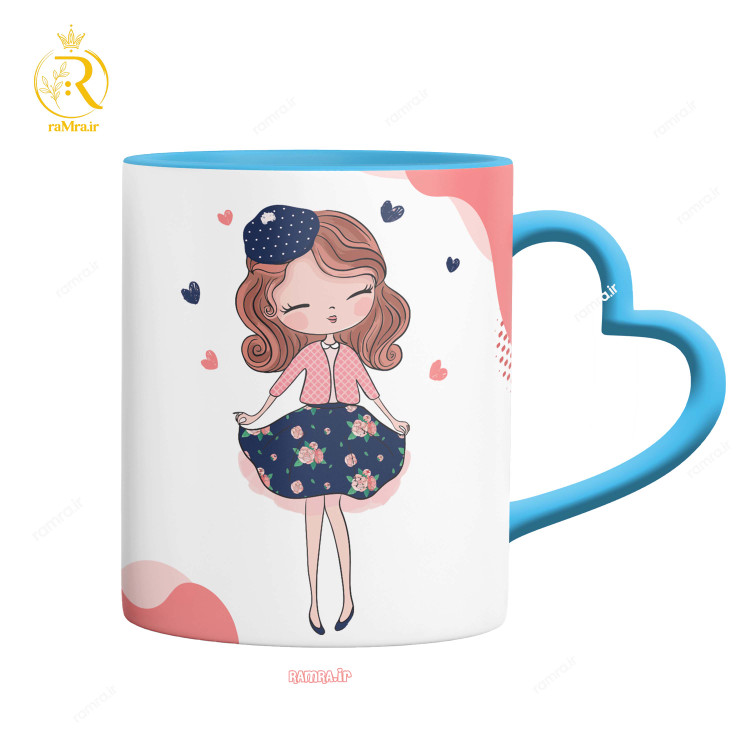 تصویر ماگ مدل دختر اسفندی دسته قلبی کد 9044