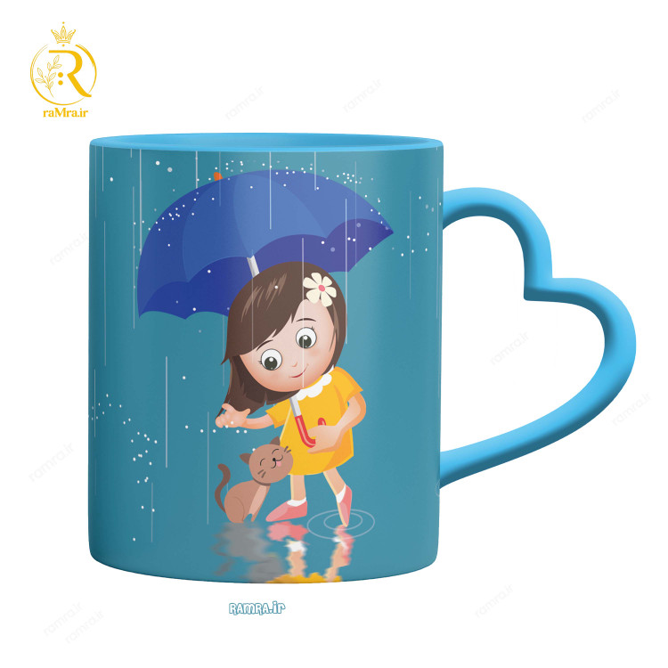 تصویر ماگ مدل دختر اسفند ماهی دسته قلبی کد 9045