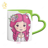 تصویر ماگ مدل دختر فروردین ماهی دسته قلبی کد 9048