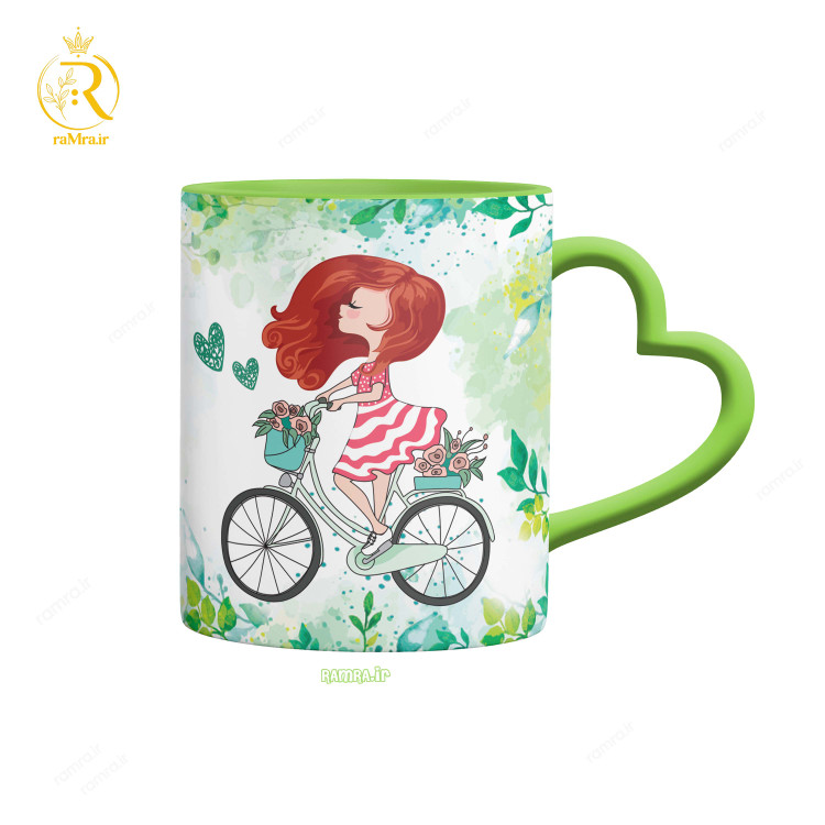 تصویر ماگ دختر خرداد ماهی دسته قلبی کد 9059