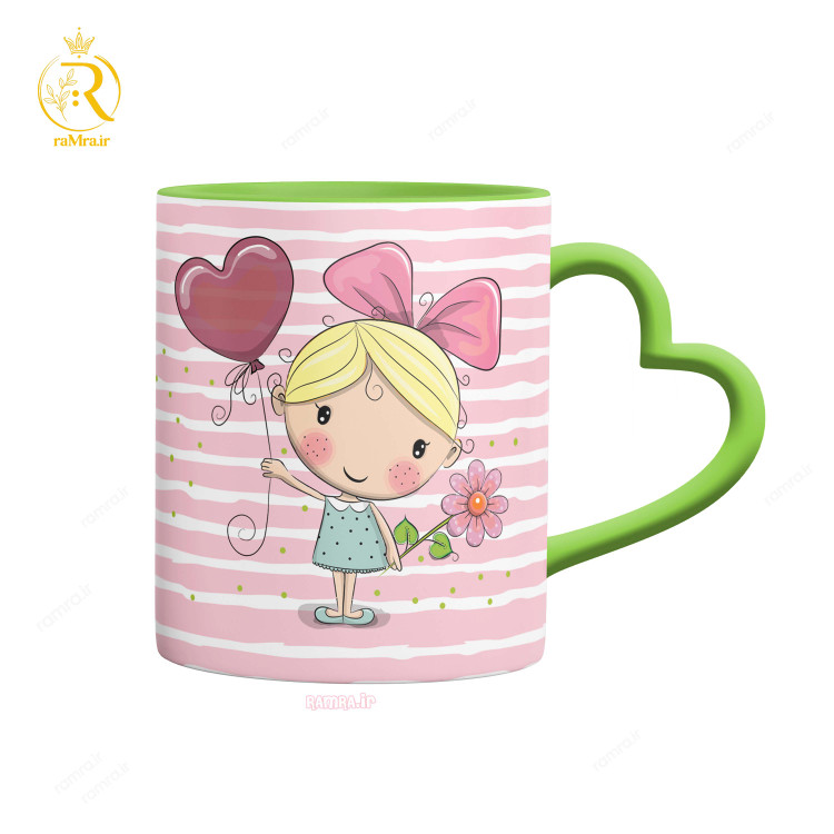 تصویر ماگ دختر خرداد ماهی دسته قلبی کد 9061