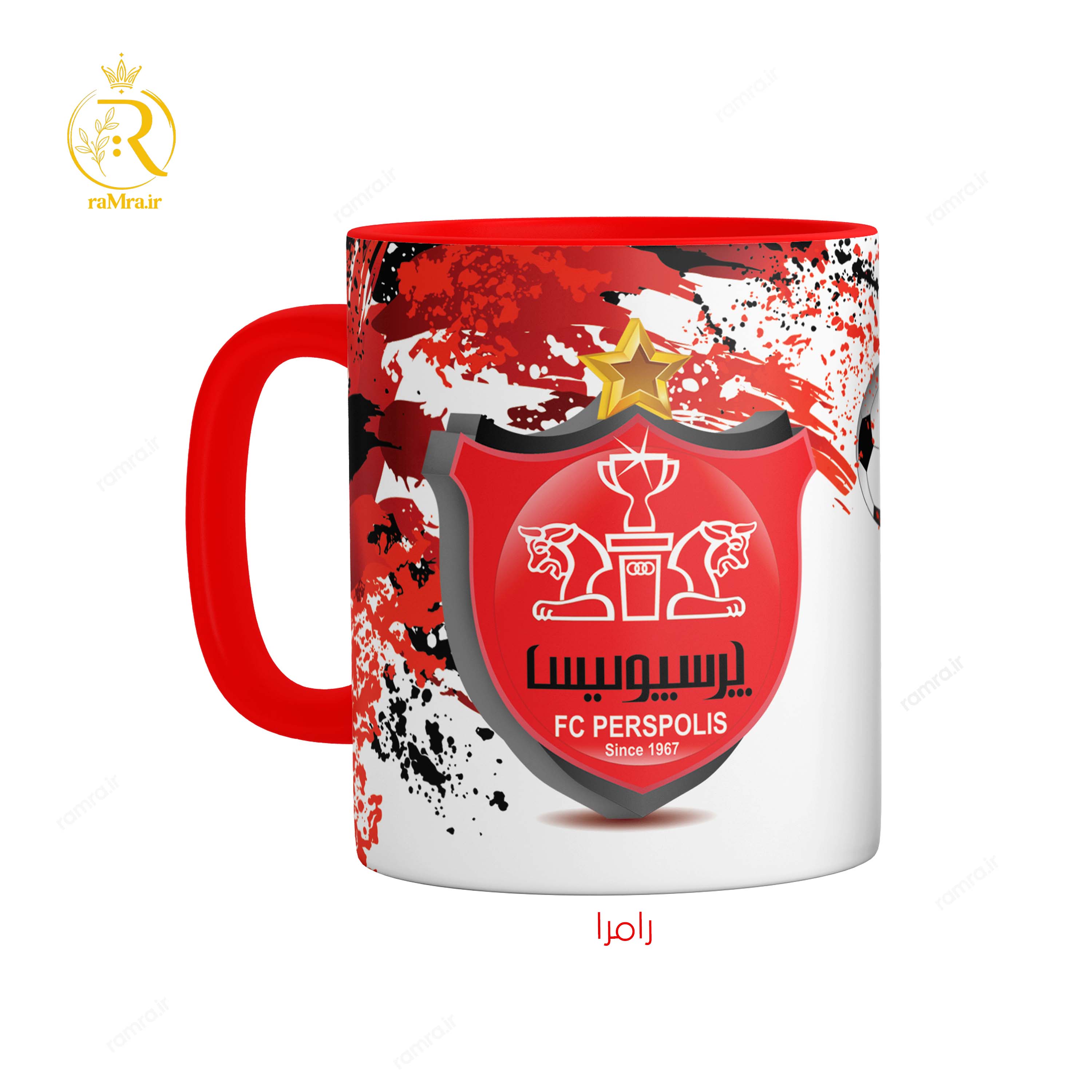 تصویر ماگ پرسپولیسی دسته رنگی کد 9095