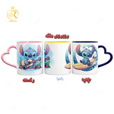 تصویر ماگ طرح استیج Stitch دسته قلبی کد 9106