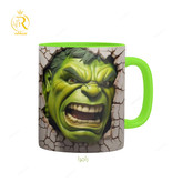 تصویر ماگ مدل هالک دسته رنگی کد 9108