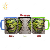 تصویر ماگ مدل هالک دسته رنگی کد 9108