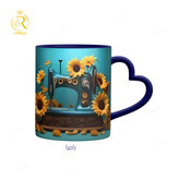 تصویر ماگ مدل چرخ خیاطی دسته قلبی کد 9112