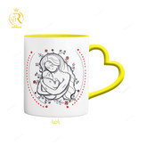 تصویر ماگ طرح روز مادر دسته قلبی کد 9122