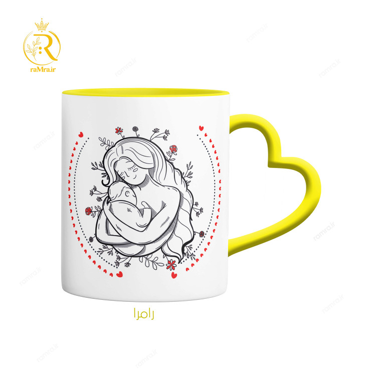 تصویر ماگ طرح روز مادر دسته قلبی کد 9122