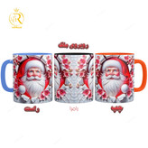 تصویر ماگ مدل بابانوئل دسته رنگی کد 9134