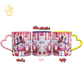 تصویر ماگ طرح آدم برفی دسته قلبی کد 9135