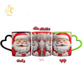 تصویر ماگ مدل بابانوئل دسته قلبی کد 9137