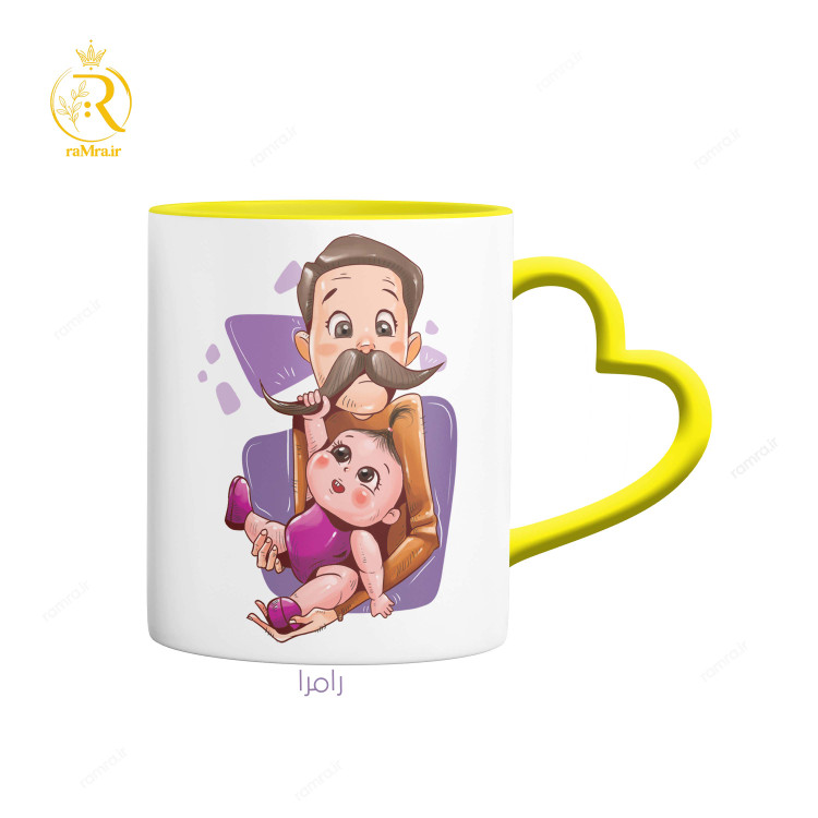 تصویر ماگ مدل پدر و دخترش دسته قلبی کد 9140