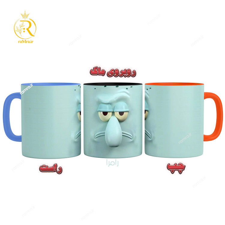 تصویر ماگ طرح اختاپوس دسته رنگی کد 9148