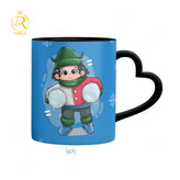 تصویر ماگ تبریک تولد پسر بهمن ماهی دسته قلبی کد 9152