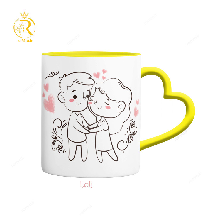 تصویر ماگ مدل عشق اسفندی دسته قلبی کد 9153