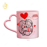 تصویر ماگ تبریک ولنتاین دسته قلبی کد 9158