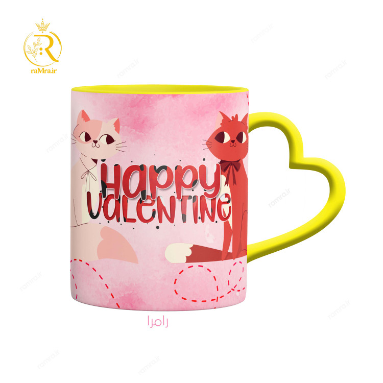 تصویر ماگ تبریک ولنتاین با طرح گربه کد 9159