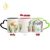 تصویر ماگ مدل بهار آمد دسته قلبی کد 9168