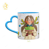تصویر ماگ مدل نوروز مبارک دخترانه دسته قلبی کد 9169