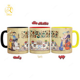 تصویر ماگ طرح سنتی تبریک نوروز دسته رنگی کد 9166