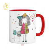 تصویر ماگ دختر شهریوری دسته رنگی کد 9176