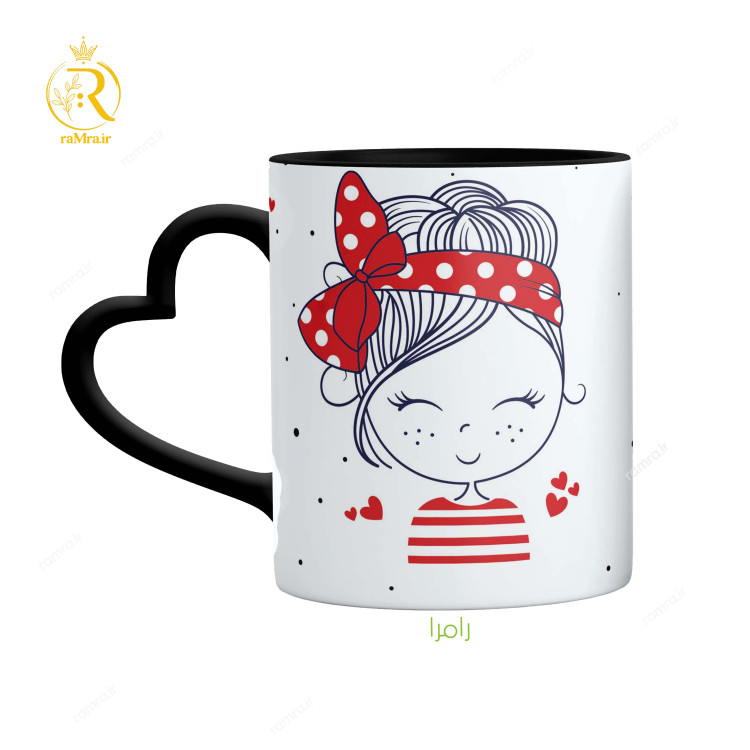 تصویر ماگ دختر شهریور با دسته قلبی کد 9177