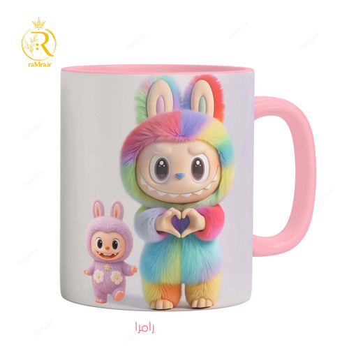 تصویر ماگ لبوبو LABUBU دسته رنگی کد 9202