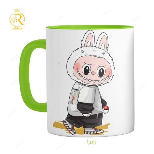 تصویر ماگ لبوبو LABUBU دسته رنگی کد 9205