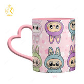 تصویر ماگ لبوبو LABUBU دسته قلبی کد 9206