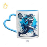 تصویر ماگ دختر تنیس باز دسته قلبی کد 9213