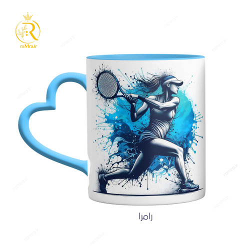 تصویر ماگ دختر تنیس باز دسته قلبی کد 9213