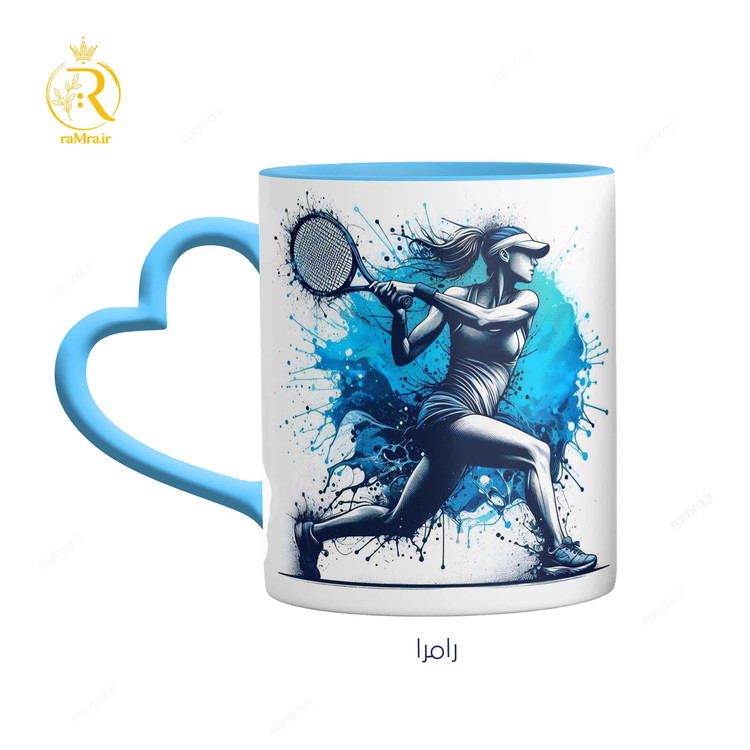 تصویر ماگ دختر تنیس باز دسته قلبی کد 9213