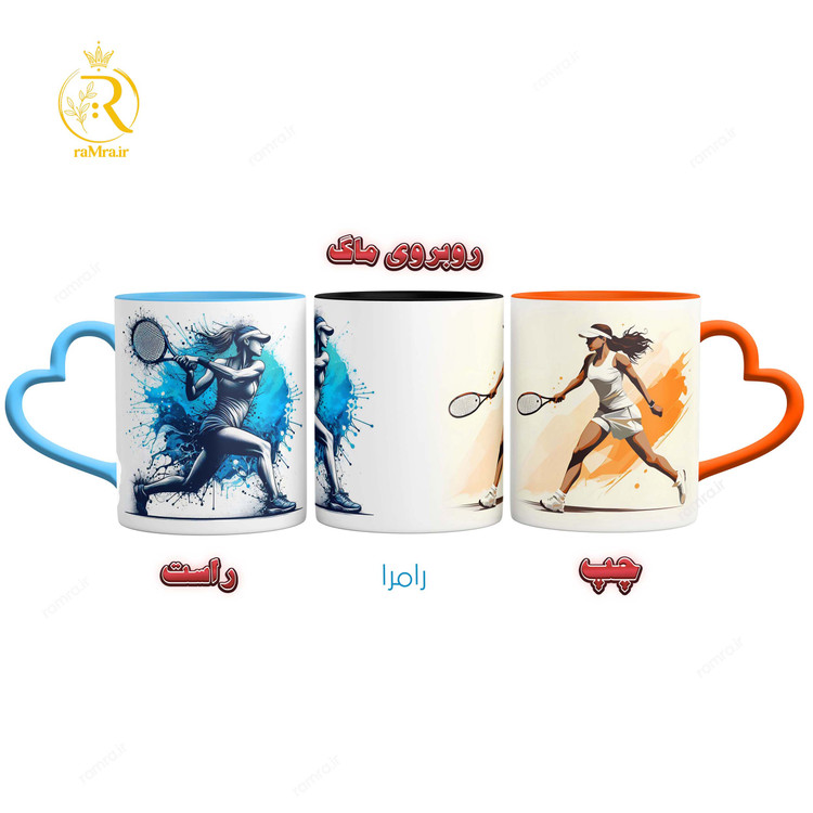 تصویر ماگ دختر تنیس باز دسته قلبی کد 9213