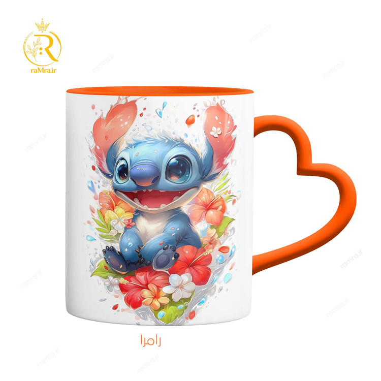 تصویر ماگ انیمیشن استیج Stitch دسته قلبی کد 9214
