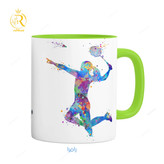 تصویر ماگ دختر بدمینتون پلیر دسته رنگی کد 9216