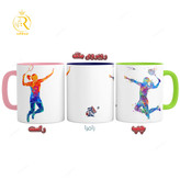 تصویر ماگ دختر بدمینتون پلیر دسته رنگی کد 9216