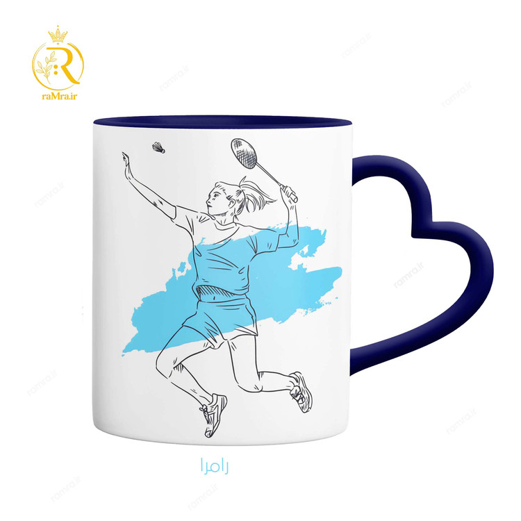 تصویر ماگ دختر بدمینتون پلیر دسته رنگی کد 9227
