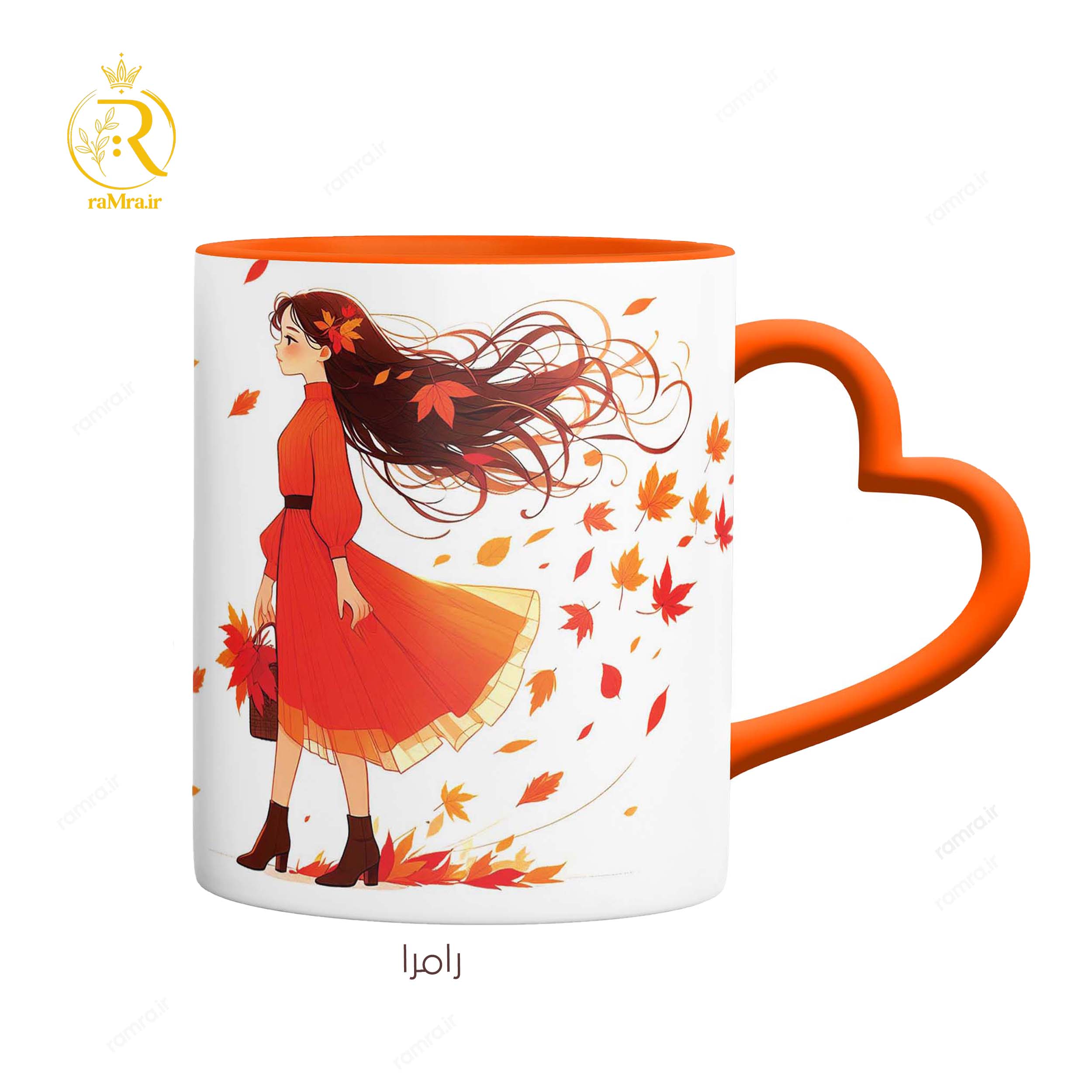 تصویر ماگ دختر مهر ماهی دسته قلبی کد 9248