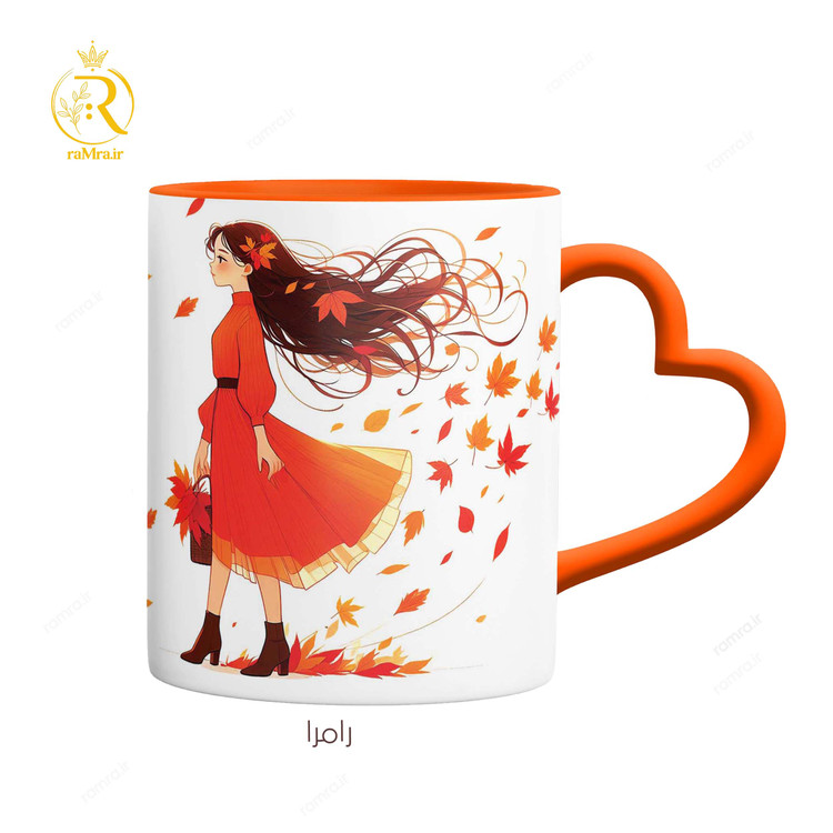 تصویر ماگ دختر مهر ماهی دسته قلبی کد 9248