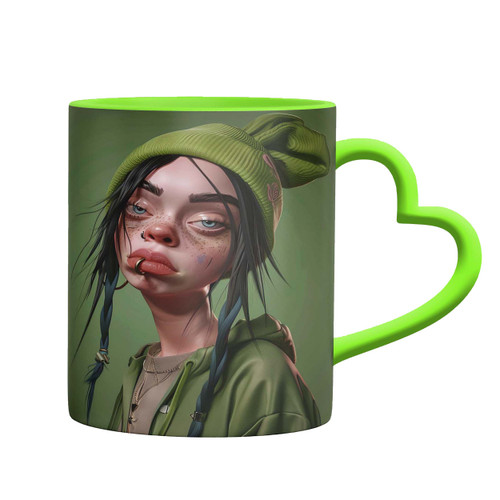 تصویر ماگ بیلی آیلیش Billie Eilish دسته قلبی کد 9252