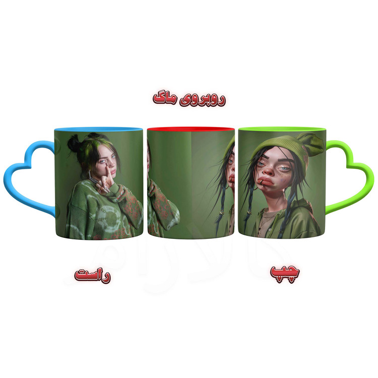 تصویر ماگ بیلی آیلیش Billie Eilish دسته قلبی کد 9252