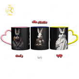 تصویر ماگ مدل خرگوش های خوشتیپ دسته قلبی کد 9253