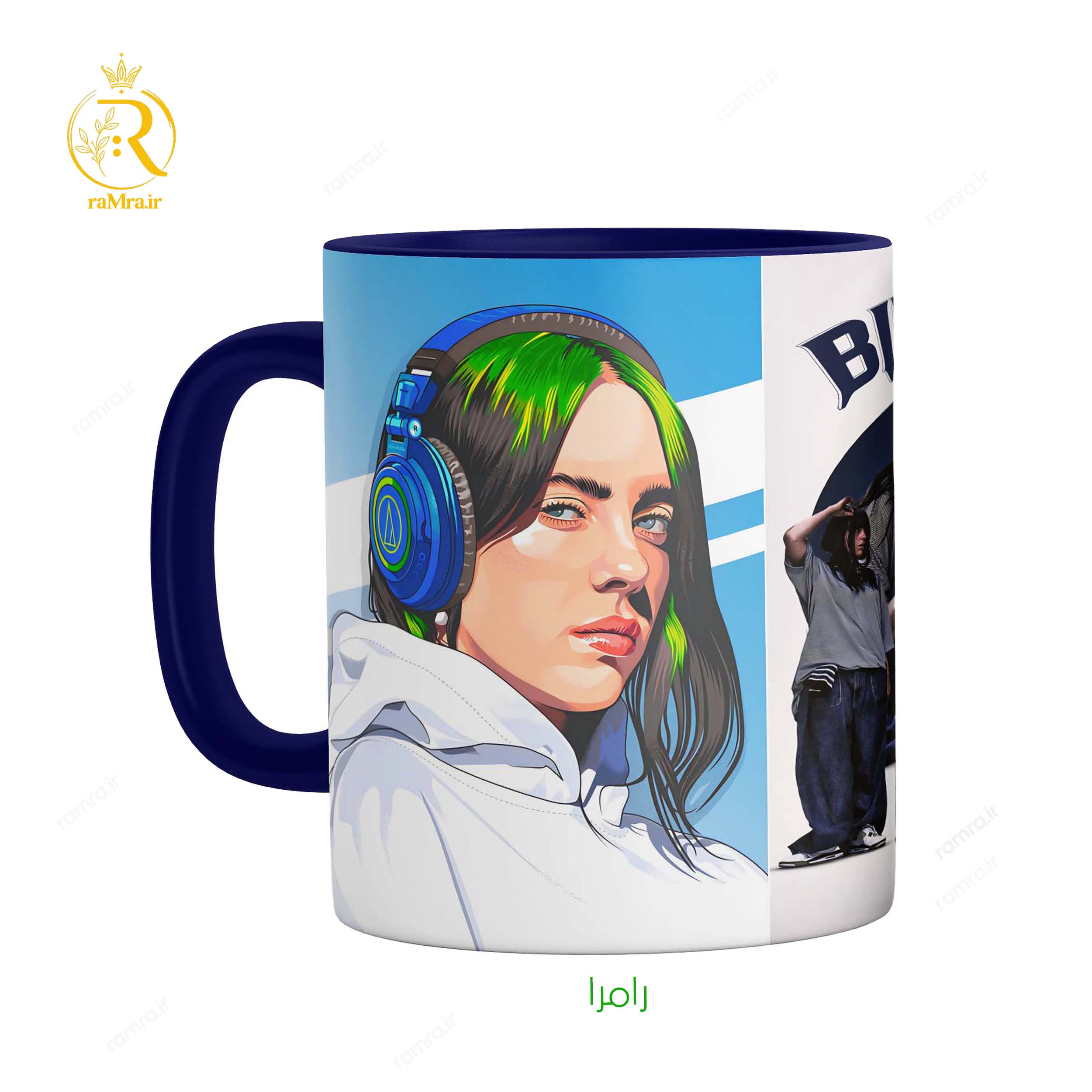 تصویر ماگ بیلی آیلیش Billie Eilish دسته رنگی کد 9256