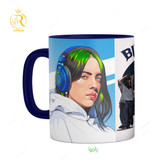 تصویر ماگ بیلی آیلیش Billie Eilish دسته رنگی کد 9256